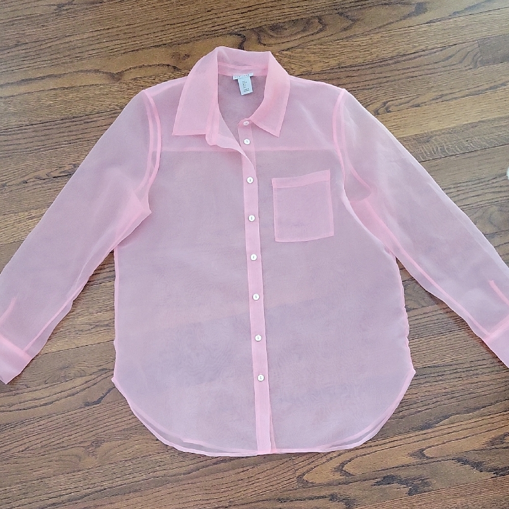 Nicole Miller Pink Sheer Blouse